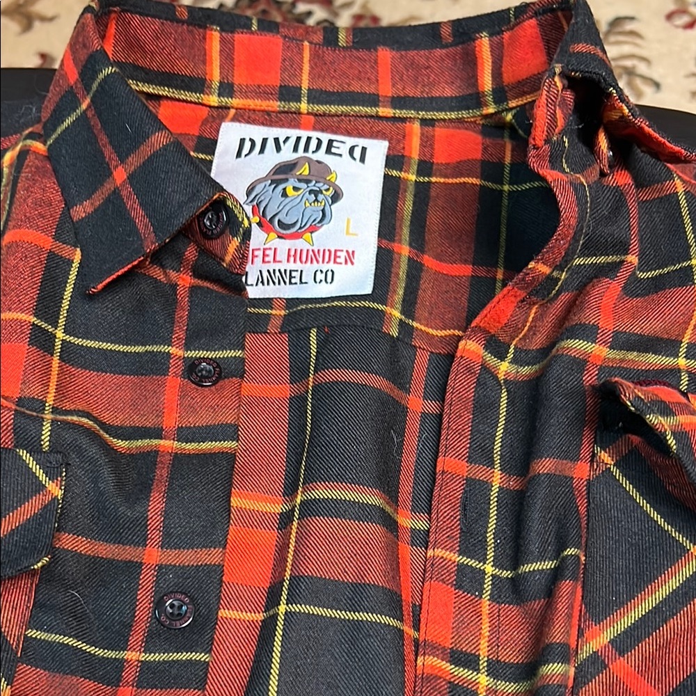 Divided Red and Black Casual Button Down Shirt